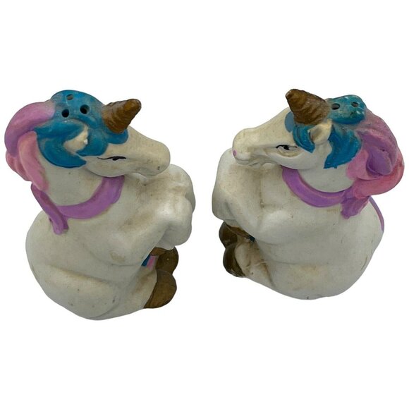 Porcelain Ceramic Pastel Unicorn Salt and Pepper Shaker Set Fantasy Collectible - Picture 6 of 9